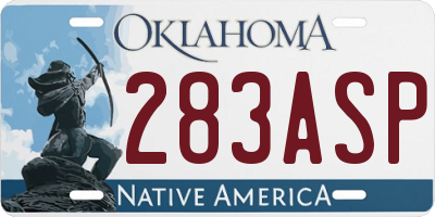 OK license plate 283ASP