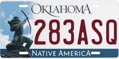 OK license plate 283ASQ