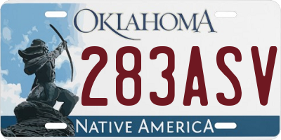 OK license plate 283ASV