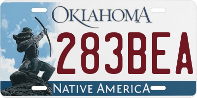 OK license plate 283BEA