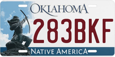 OK license plate 283BKF