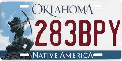 OK license plate 283BPY