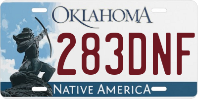 OK license plate 283DNF