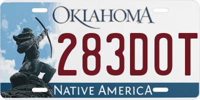 OK license plate 283DOT