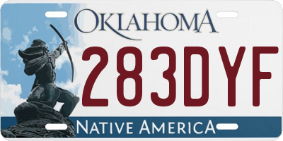 OK license plate 283DYF