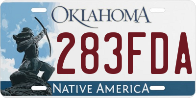 OK license plate 283FDA