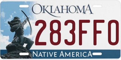 OK license plate 283FFO
