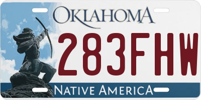 OK license plate 283FHW