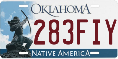 OK license plate 283FIY