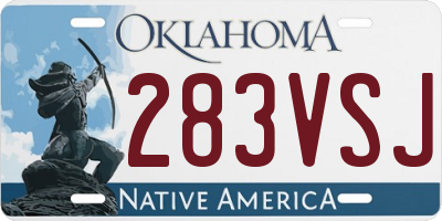 OK license plate 283VSJ