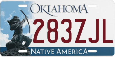 OK license plate 283ZJL