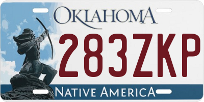 OK license plate 283ZKP