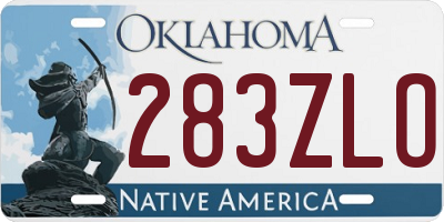 OK license plate 283ZLO