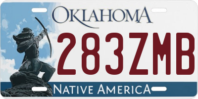 OK license plate 283ZMB