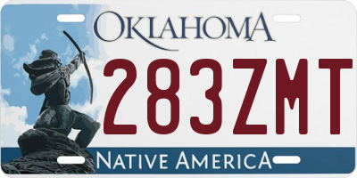 OK license plate 283ZMT
