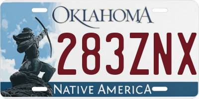 OK license plate 283ZNX