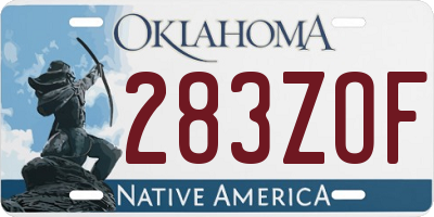 OK license plate 283ZOF