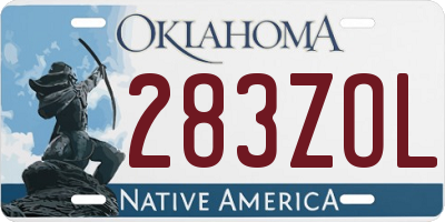 OK license plate 283ZOL