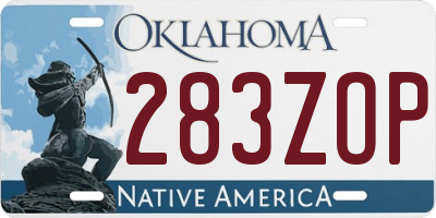 OK license plate 283ZOP