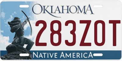OK license plate 283ZOT