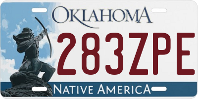 OK license plate 283ZPE