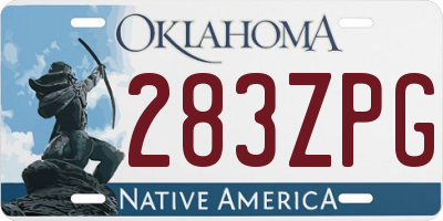 OK license plate 283ZPG