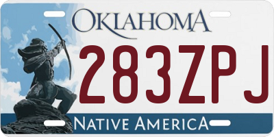 OK license plate 283ZPJ