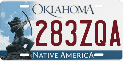 OK license plate 283ZQA