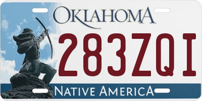 OK license plate 283ZQI