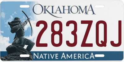 OK license plate 283ZQJ