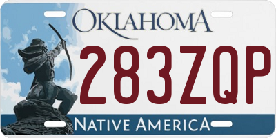 OK license plate 283ZQP