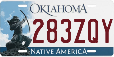 OK license plate 283ZQY