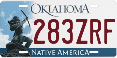 OK license plate 283ZRF