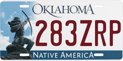 OK license plate 283ZRP