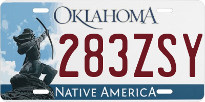 OK license plate 283ZSY