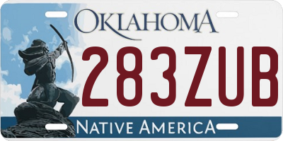 OK license plate 283ZUB