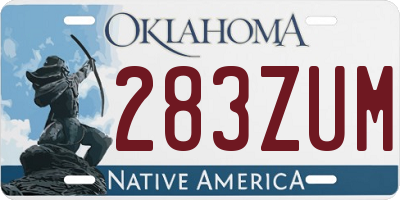 OK license plate 283ZUM