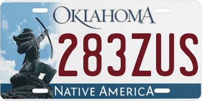 OK license plate 283ZUS