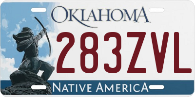 OK license plate 283ZVL