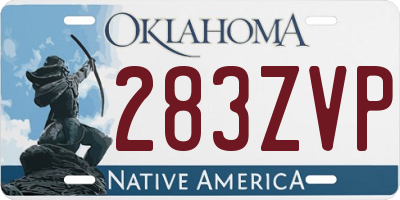 OK license plate 283ZVP