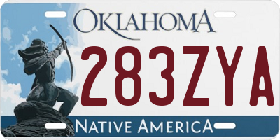 OK license plate 283ZYA