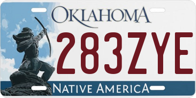 OK license plate 283ZYE