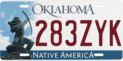 OK license plate 283ZYK