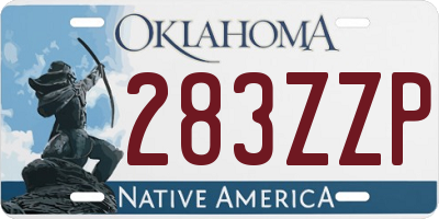 OK license plate 283ZZP