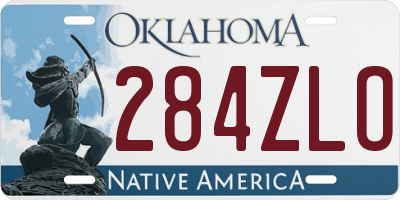 OK license plate 284ZLO
