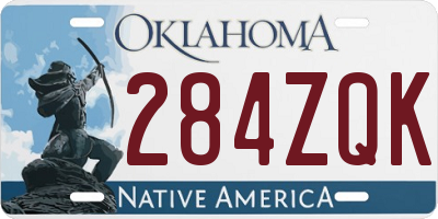 OK license plate 284ZQK