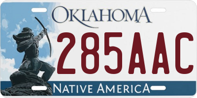 OK license plate 285AAC