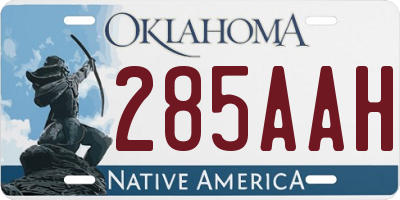 OK license plate 285AAH