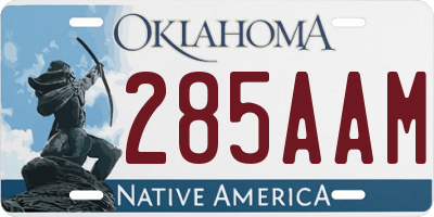 OK license plate 285AAM