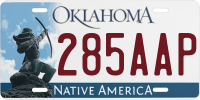 OK license plate 285AAP